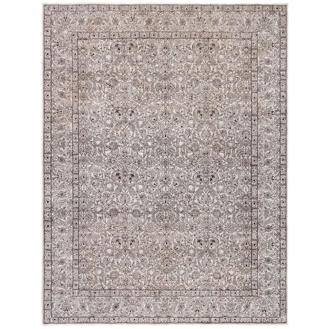 Doris Leslie Blau Tabriz Antique Floral Allover Light Beige Carpet - c. 1930 For Sale