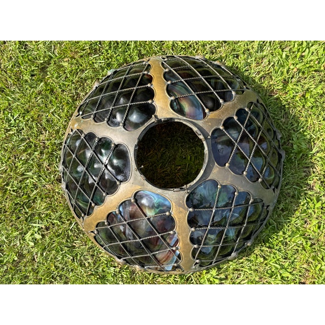 1960s Tiffany-Style Iridescent Glass & Bronze Turtleback Tile 26" Shade (Shade Only) For Sale - Image 15 of 18