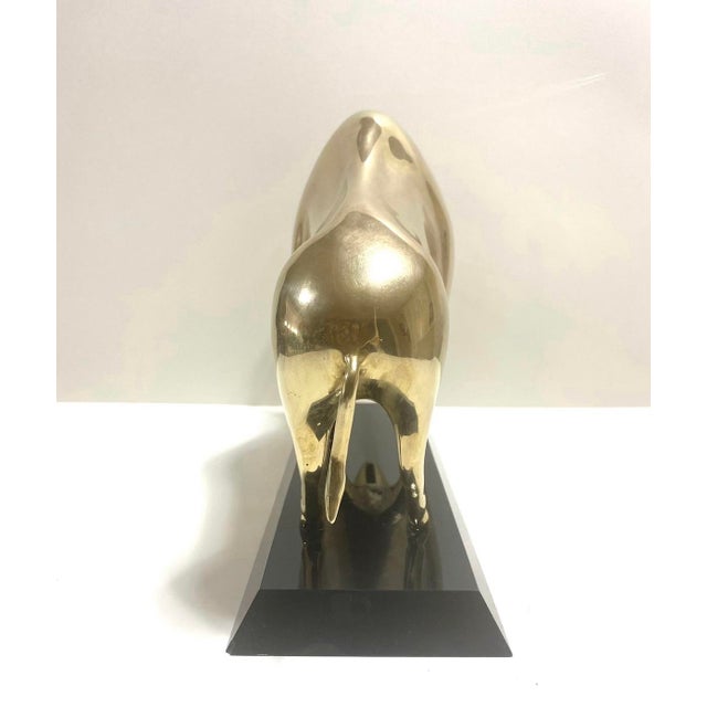 1950s Vintage Brass Bull Statue Sculpture For Sale - Image 4 of 9
