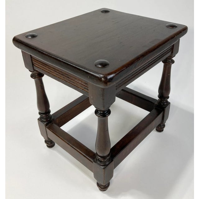 Wood Antique English Oak Pegged Joint Stool For Sale - Image 7 of 12