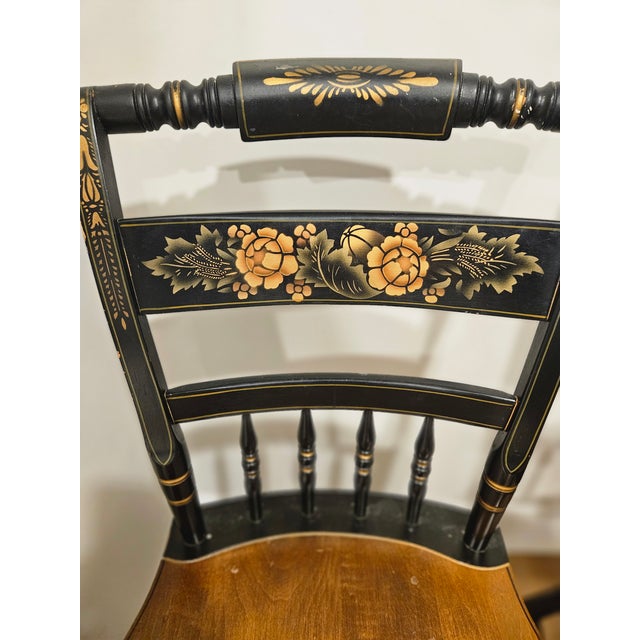 Late 20th Century Late 20th Century Pair (2) Vintage Hitchcock Black Stencil "Inn" Chairs For Sale - Image 5 of 8