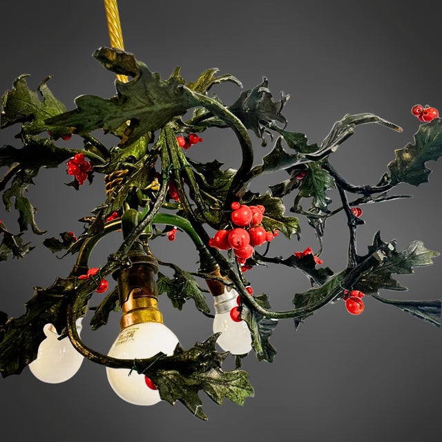 Holly-Shaped Ceiling Lamp in Brass, France, 1920 For Sale - Image 6 of 9
