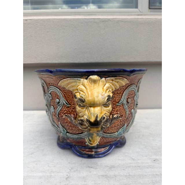 Large 19th Century Majolica Jardinière Leaves Wasmuel For Sale - Image 4 of 7