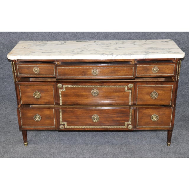 1920s Maison Jansen Louis XVI Style Marble Top Bronze Mounted Commode For Sale - Image 5 of 13
