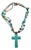 .1970s Vintage Southwestern Navajo Boho Chic Faux Turquoise Cross Pennant Beaded Necklace, 22”00 For Sale