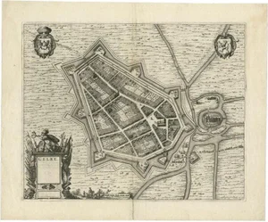 Antique Map of the City of Geldern by Blaeu, 1649