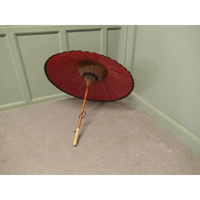 Vintage Art Deco Painted Bamboo Parasol, 1920 For Sale - Image 4 of 8