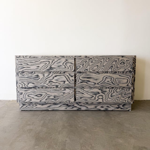 Postmodern Vintage 1980s Postmodern Memphis Style Dresser in Graphic Veneer For Sale - Image 3 of 10