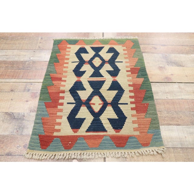 Textile Vintage Persian Shiraz Kilim Rug - 02'01 X 02'10 For Sale - Image 7 of 9