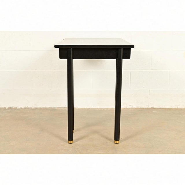 Black John Widdicomb Mid-Century Modern Hollywood Regency Black Lacquer and Brass Console Table, Newly Refinished For Sale - Image 8 of 9