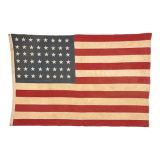 Large Vintage Cotton American Flag With 48 Sewn Stars For Sale