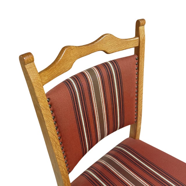 Mid 20th Century Henning Kjærnulf, Dining Chairs, Oak, Fabric, Denmark, 1960s For Sale - Image 5 of 7