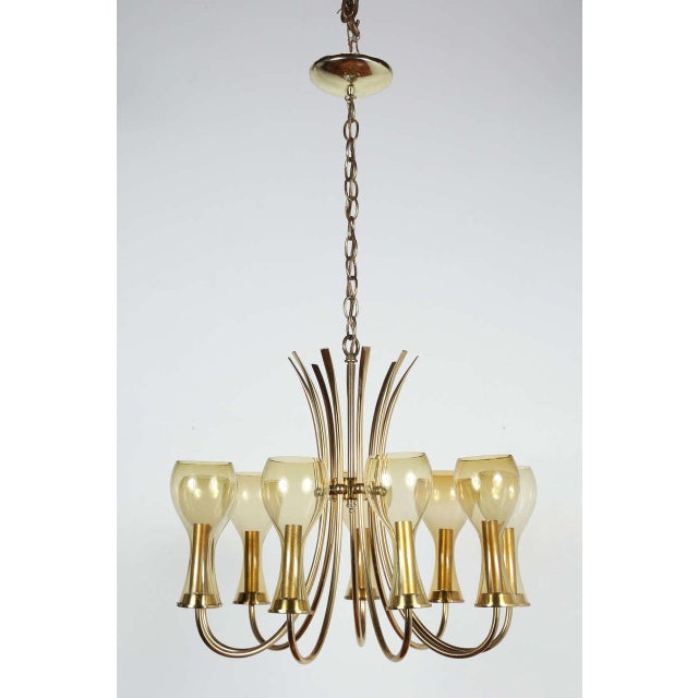 Metal Mid-Century Brass & Glass Italian Fixture For Sale - Image 7 of 7