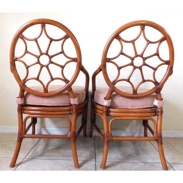 Pair David Francis Furniture Rattan Indoor Outdoor Patio Dining Chairs For Sale - Image 14 of 16