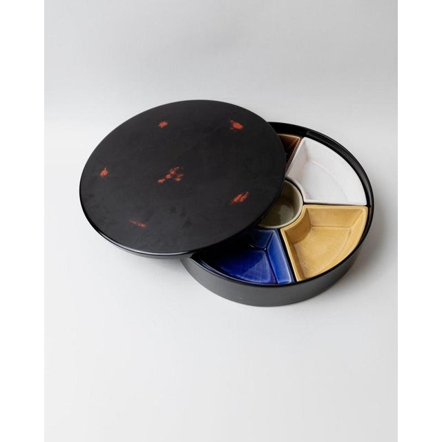 Ceramic Vintage Japanese Studio Ceramic Snack Bowls with Outer Shell and Integrated Tray, 1980s, Set of 2 For Sale - Image 7 of 14