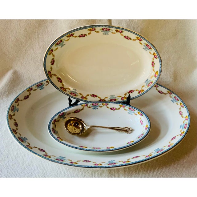 1920s English Bone China Oval Platters - Set of 3 For Sale - Image 10 of 18