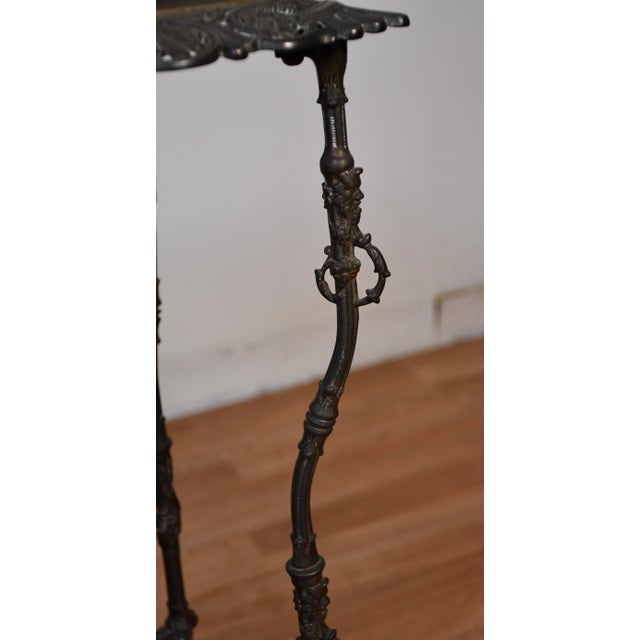 Metal 1900s Antique Victorian White Metal & Onyx Inset Two Tier Stand / Small Table For Sale - Image 7 of 11