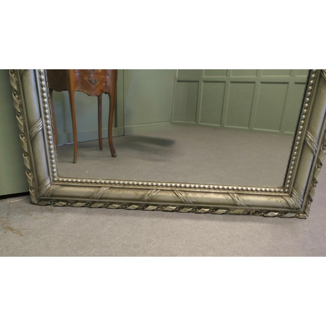Tall French Louis Philippe Wall Mirror in Silver Gilt For Sale - Image 4 of 8