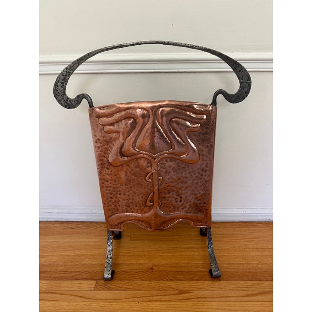 Beautiful, metal Scottish Art Nouveau fire screen. Piece is circa 1890 and made of Copper and Nickel. The attention to...
