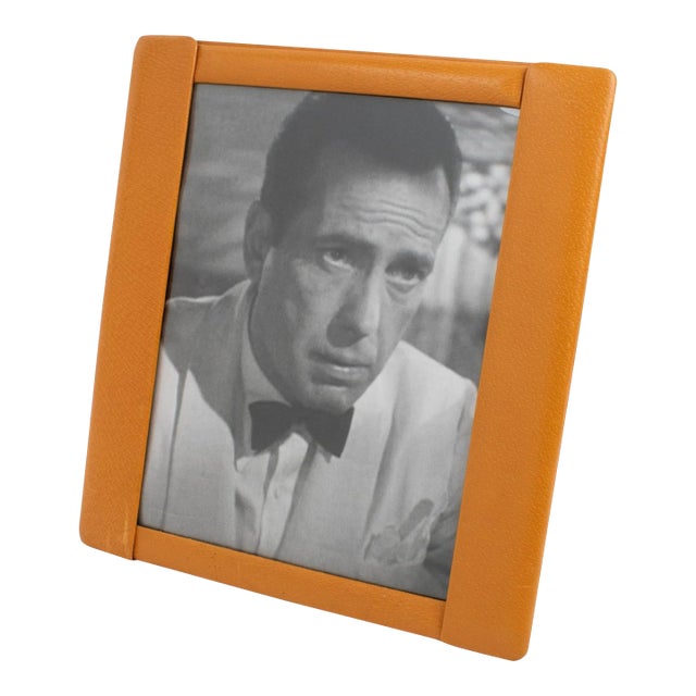 Cognac Calf Leather Picture Frame, France 1940s For Sale
