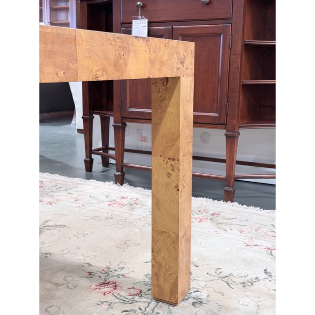 Wood Late 20th Century Burl Wood Parsons Extension Dining Table For Sale - Image 7 of 7