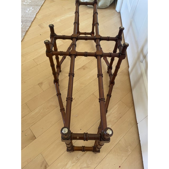 Ornamental & Decorative Materials Vintage Hollywood Regency Style Faux Bamboo Coffee Table Base in a Dark Wood For Sale - Image 7 of 8