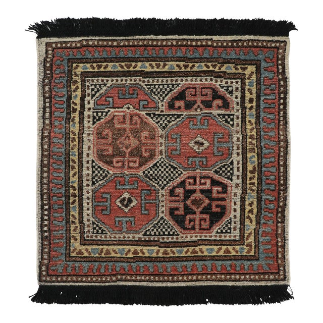Rug & Kilim’s Tribal Square Rug With Primitivist Geometric Pattern and Medallion For Sale