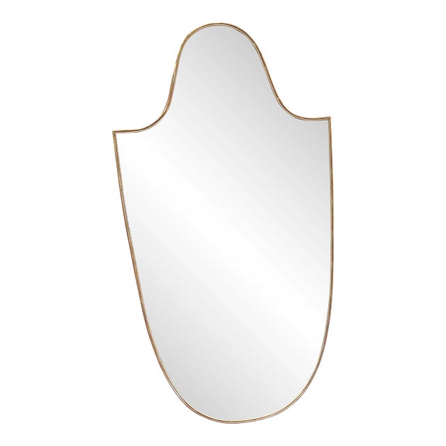 1970 Mid-Century Italian Brass Wall Mirror For Sale
