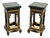 Antique Chinoiserie Lacquered Side Tables with Marble Top, 1950s, Set of 2 For Sale