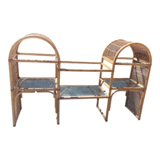 1970s Boho Chic Bamboo Shelf For Sale
