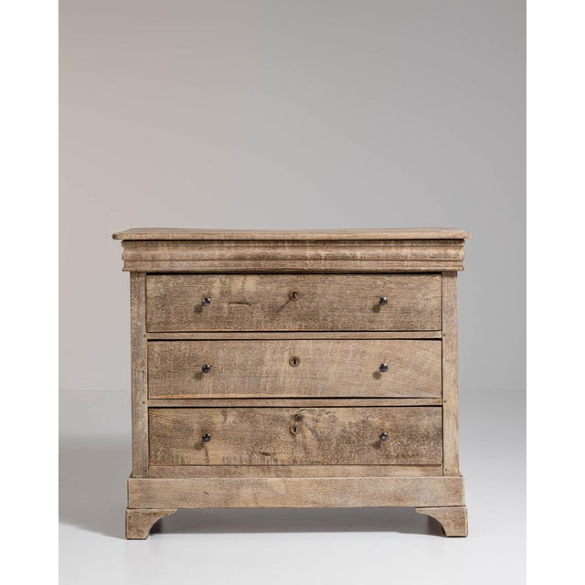 1880-1889 France Whitewashed Oak Whitewashed Oak Commode For Sale - Image 4 of 11