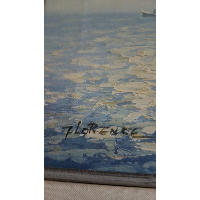 Seascape Oil on Canvas Painting. Signed Lower Left Corner by Artist "Florence" The Distressed Barn Wood Frame Complements...