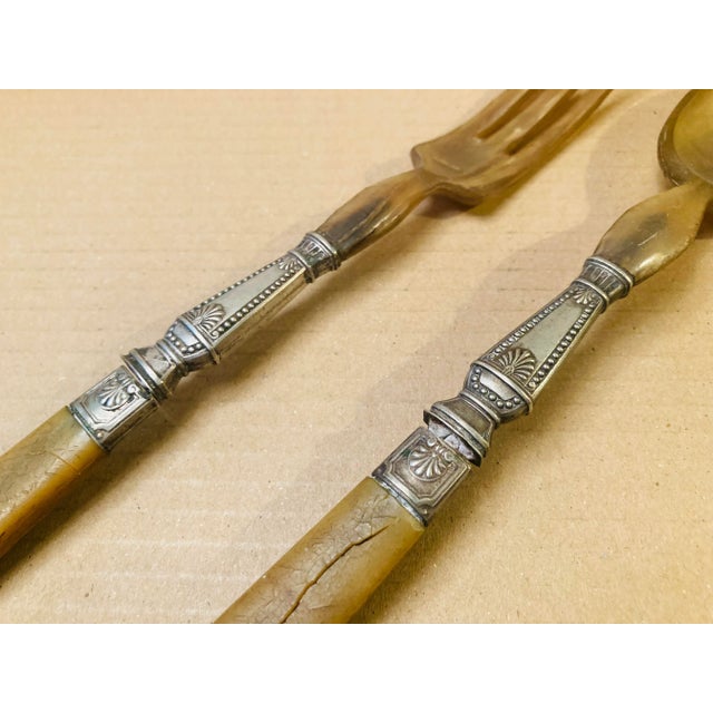 American Vintage Silverplate and Bakelite Serving Fork and Spoon Set- 2 Pieces For Sale - Image 3 of 8