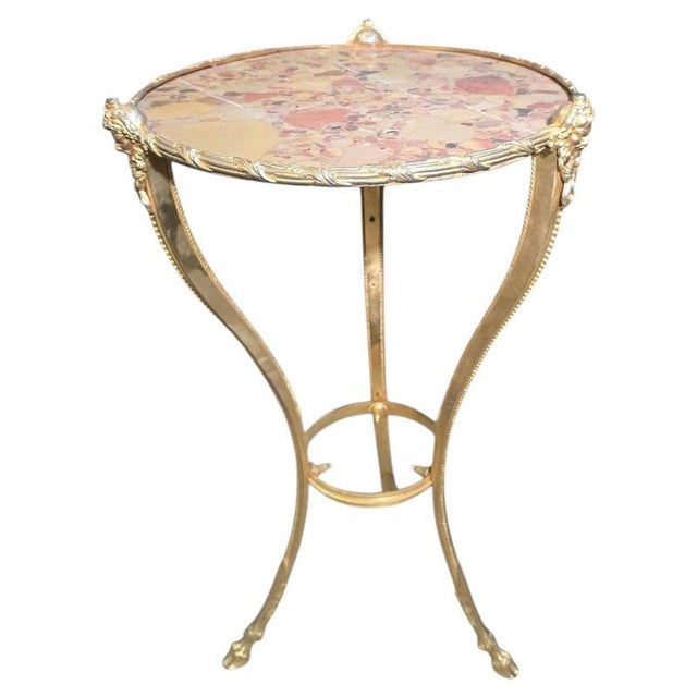 French Gilt Bronze Guéridon Table with Marble Top, 1920 For Sale - Image 12 of 12