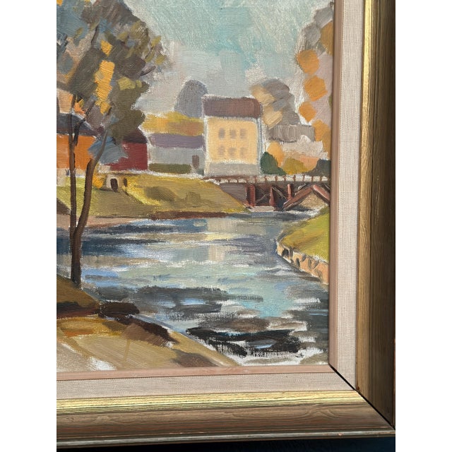 B. Lundqvist, Riverside Village, 1960s, Oil on Canvas, Framed For Sale - Image 15 of 18