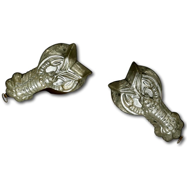 Rare & Unusual Small Size Matching Pair Early 1900s Antique Germany Solid Copper Lobster Kitchen Molds - 6 1/2 Inches Long For Sale - Image 14 of 18