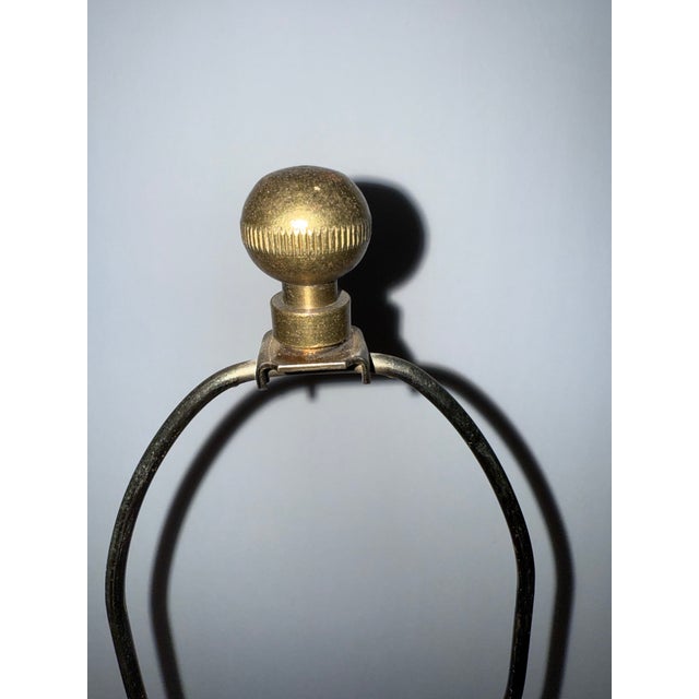 Signed Robin’s Egg Glaze Finish Bulbous Turned Studio Pottery Ceramic Lamp For Sale - Image 6 of 9