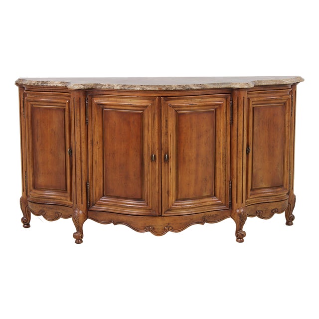 Century Country French Marble Top Credenza Sideboard For Sale