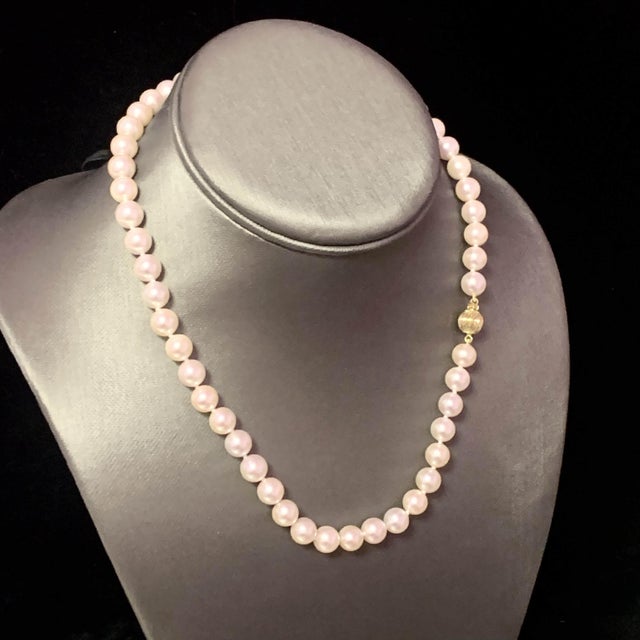 Akoya Pearl Necklace 14k Gold 17" 8 Mm Certified For Sale In New York - Image 6 of 9