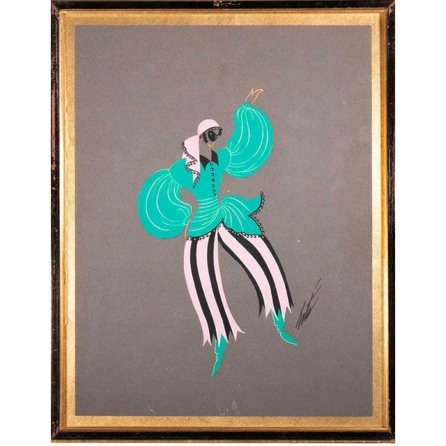Erté, La Traviata, Dancer of the Bohemian Ballet, 3rd Act, Gouache on Paper, 1948 For Sale - Image 4 of 4