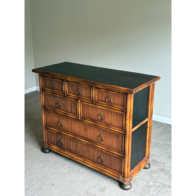 Baker Furniture Company Late 20th Century Baker Rattan 7 Drawer Bachelor Chest of Drawers For Sale - Image 4 of 10