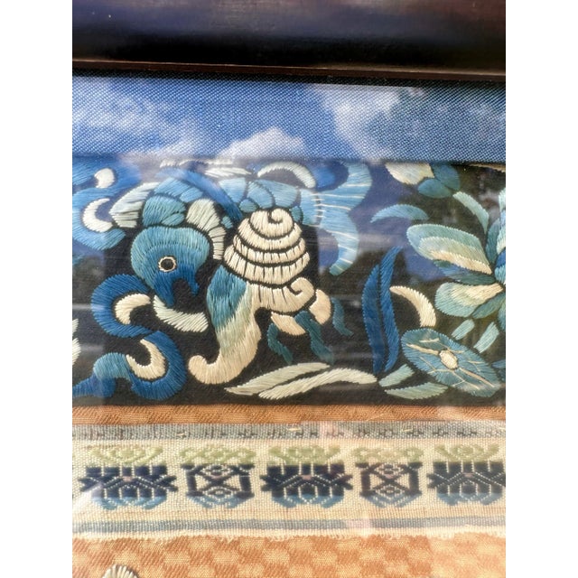 Antique 19th Century Qing Dynasty Chinese Silk Embroidered Chinoiserie Framed Textile Art For Sale In San Diego - Image 6 of 12
