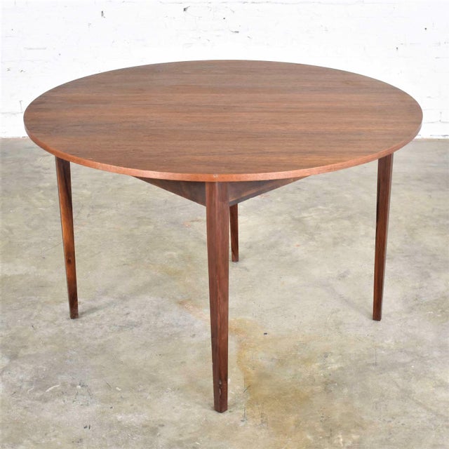 Mid Century Modern Walnut Round Flip Top or Folding Dining Table to