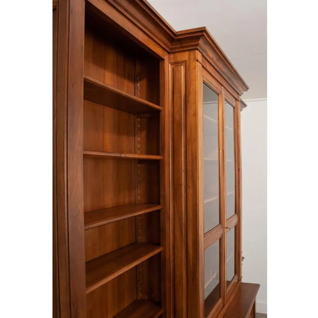 Brown French 20th Century Reproduction Walnut Bibliotheque For Sale - Image 8 of 12