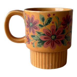 Vintage Japanese Floral Pedestal Cappuccino Cup