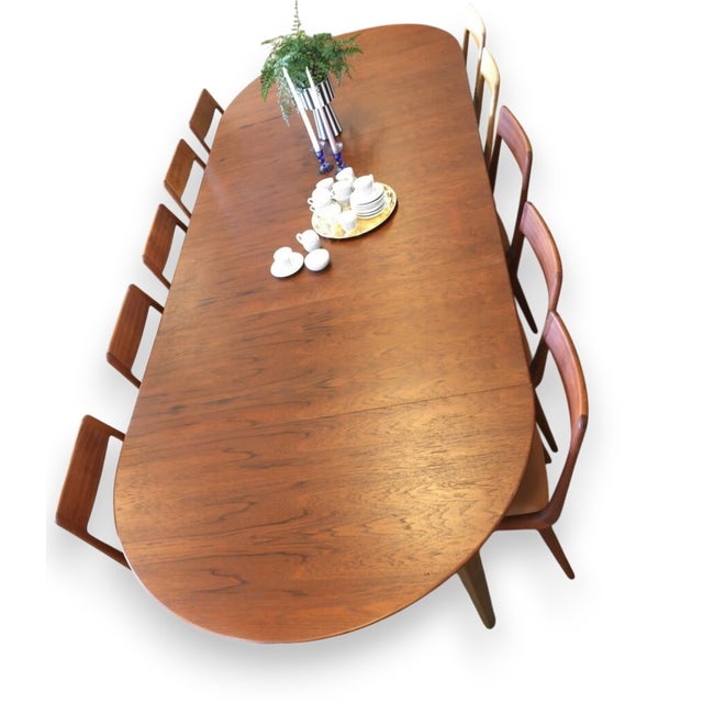 Veneered Teak Dining Table with Extension Leaves by Henning Kjærnulf for Sorø Stolefabrik, Denmark, 1960s For Sale - Image 14 of 18