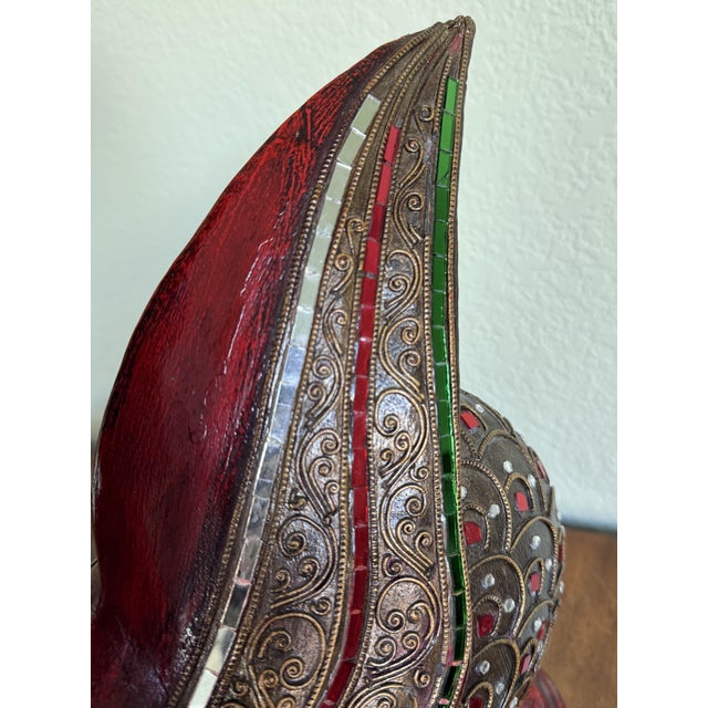 Three Large Asian Wood Carved Duck Statues With Mirror Inlay For Sale - Image 15 of 17