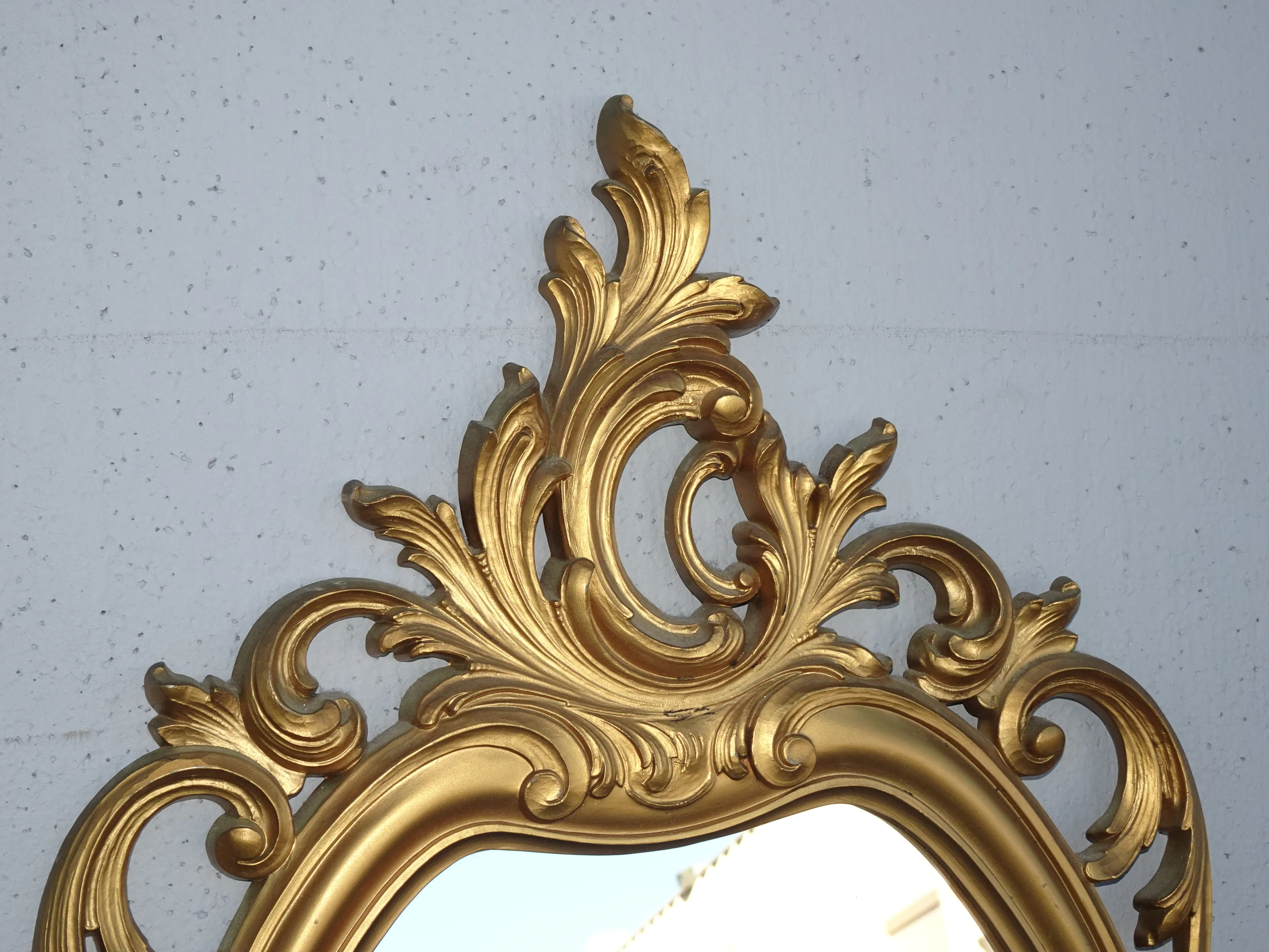 Vintage 1970s French Country Rococo Syroco Gold Wall Mantle Mirror
