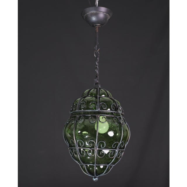 1970s Wonderful Green Colour Venetian Lantern, Seguso Murano Glass - Set of 2 For Sale - Image 6 of 12