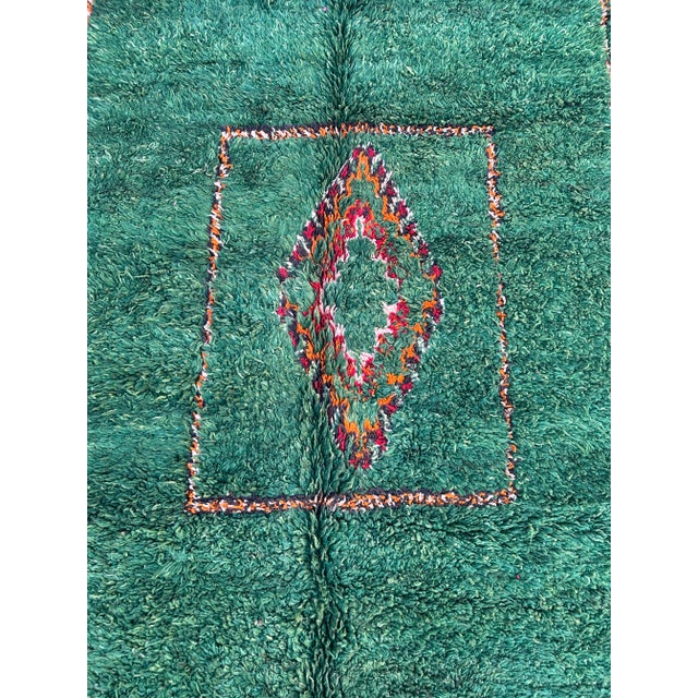 Textile Green Moroccan Area Rug - 6'9" X 12'2" Ft For Sale - Image 7 of 9